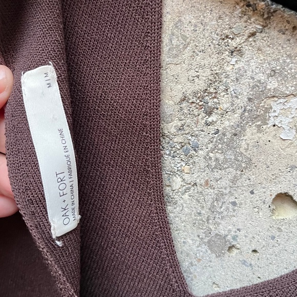 OAK + FORT Cropped V-Neck, Knit Tank / Shell / Top, Chocolate Brown, Medium - Picture 2 of 3